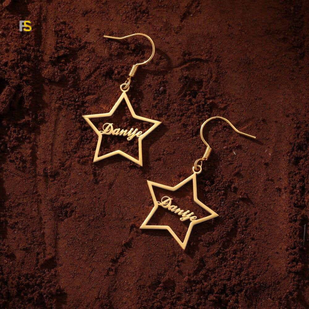 Boucles d'Oreilles Prénom Personnalisé en forme de Star