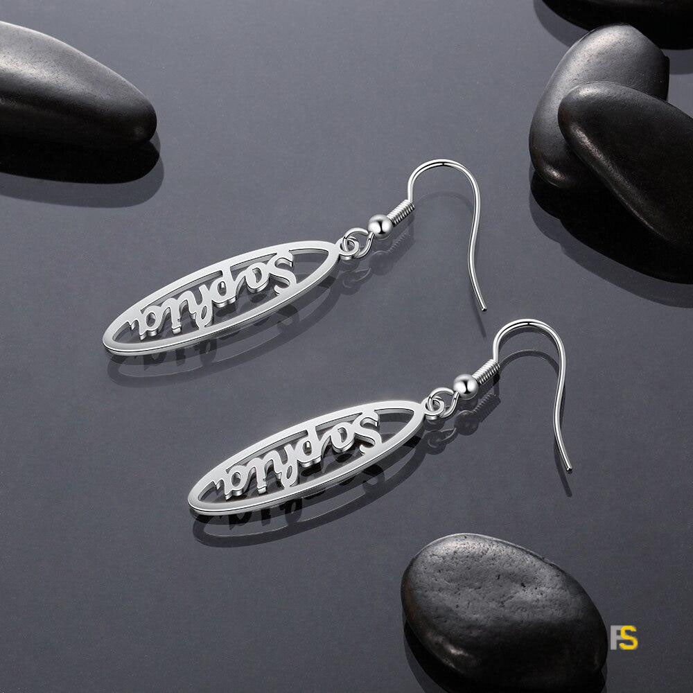 Boucles d'Oreilles Personnalisées avec Plaque Signalétique