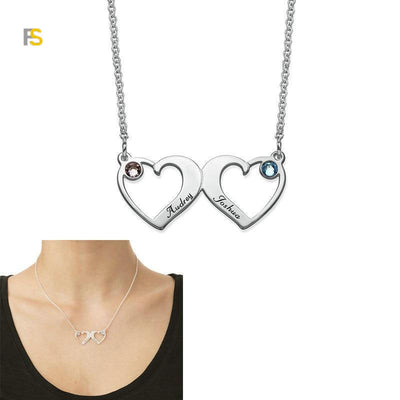 Collier Prénom Personnalisé Pierre De Naissance En Cœurs Mode Pendentifs