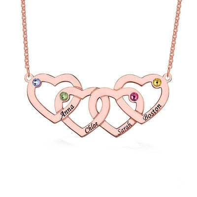 Collier Prénom Personnalisé Pierre De Naissance En Cœurs Mode Pendentifs