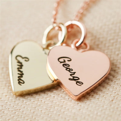 Collier Personnalisé A Pendentif Cœur De Couple