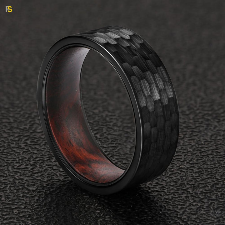 Anneau Vintage en Tungstène Noir avec Intérieur Poli