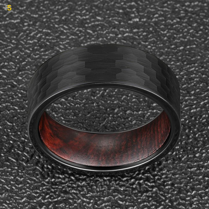 Anneau Vintage en Tungstène Noir avec Intérieur Poli