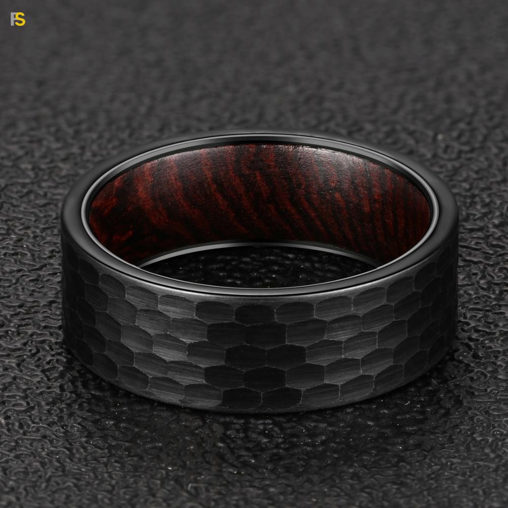 Anneau Vintage en Tungstène Noir avec Intérieur Poli