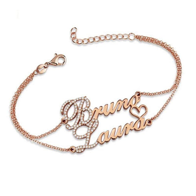 Bracelets 2 Prénoms Personnalisés Double Chaînes