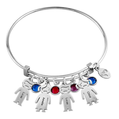 Bracelet Pierre de Naissance de Mère avec Breloques des Enfants