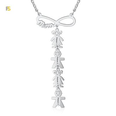 Collier de Mère avec Breloques des Enfants en Amour Infini