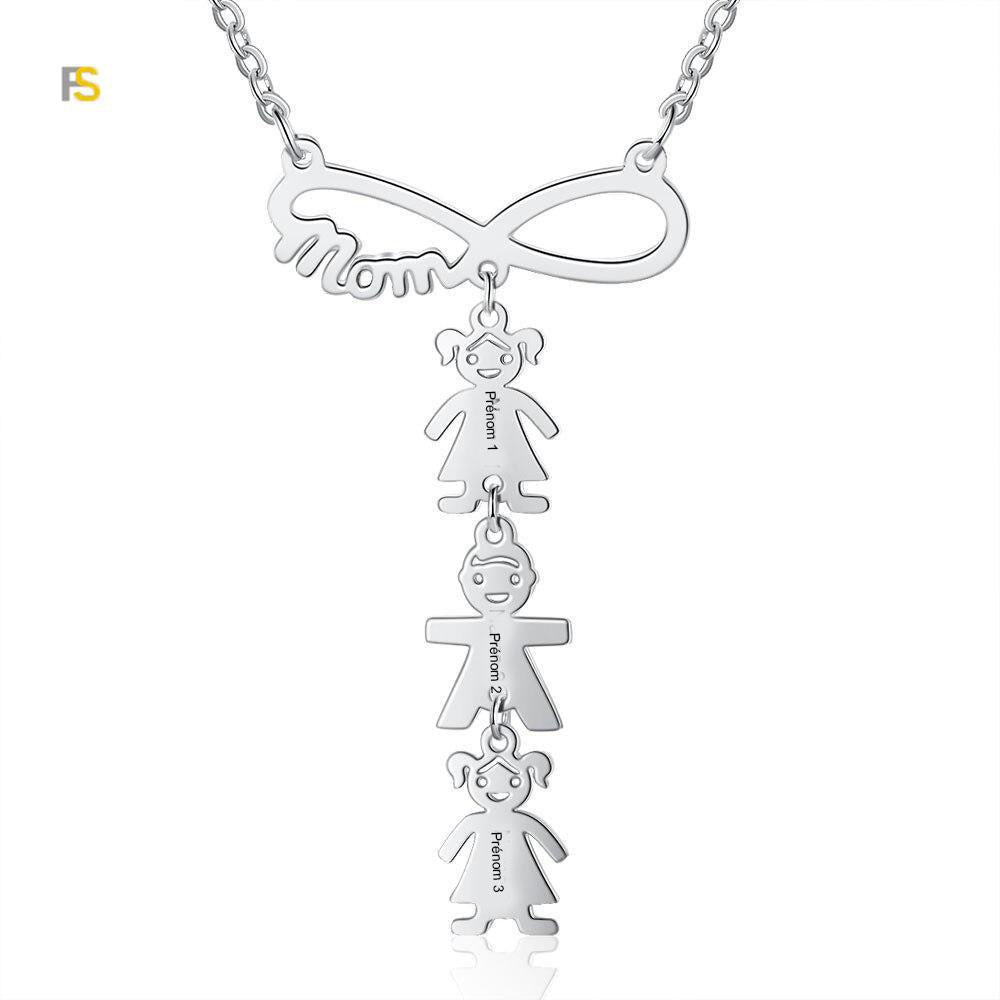 Collier de Mère avec Breloques des Enfants en Amour Infini