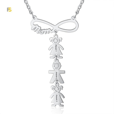 Collier de Mère avec Breloques des Enfants en Amour Infini