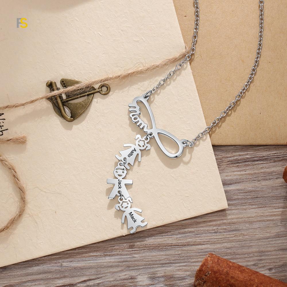 Collier de Mère avec Breloques des Enfants en Amour Infini
