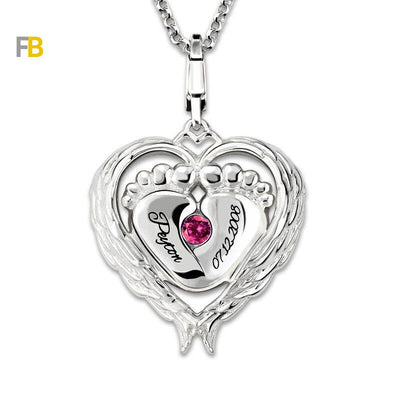 Collier Pendentif Coeur Personnalisé Pieds de Bébé
